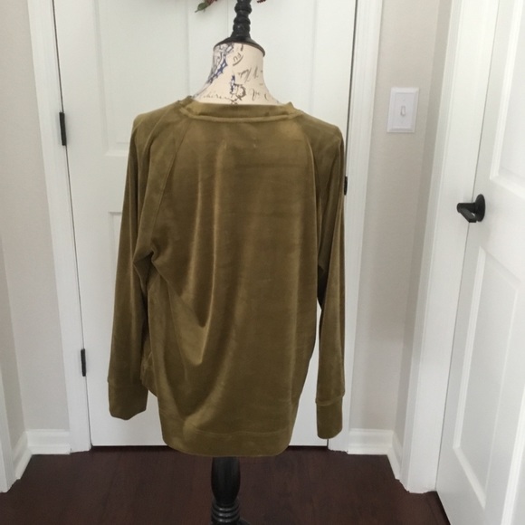 LOU & GREY FOR LOFT OLIVE VELOUR CREWNECK - Picture 3 of 4